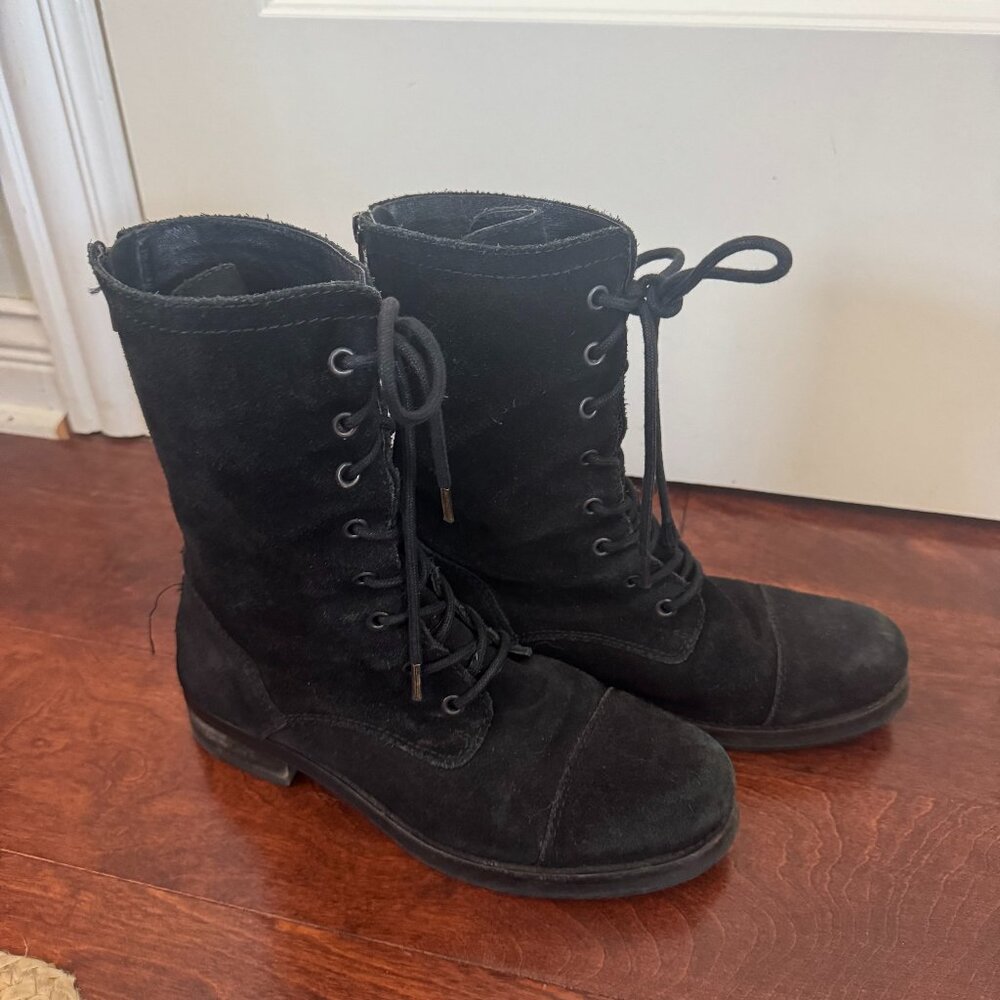 All Saints Black Suede Combat Boots